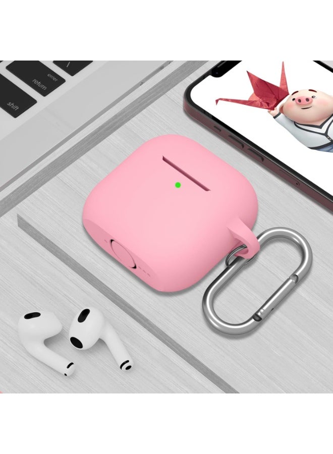 QIRG غطاء واقي سيليكون لسماعات AirPods 4 / AirPods 4 ANC مع سلسلة مفاتيح (وردي) - Image 2